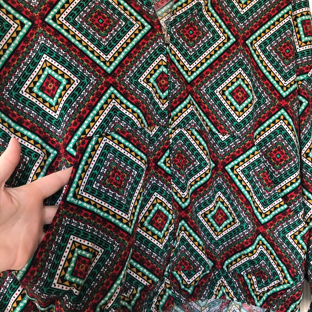 Geometric Patterned Zip Up Bomber Jacket - Picture 6 of 8
